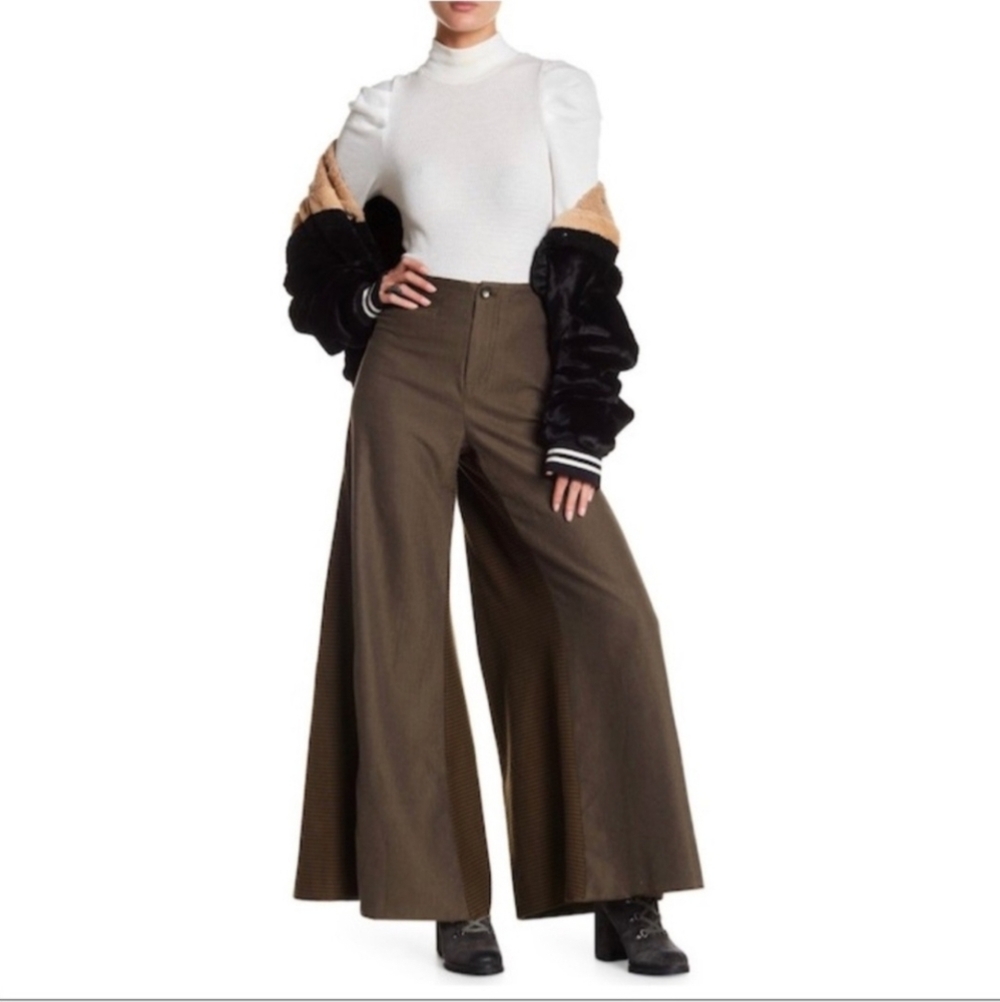 Free People Carina Mixed Menswear Wide Leg Palazzo Pants - Picture 4 of 11